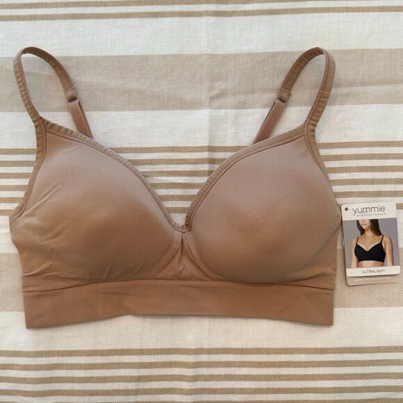 Yummie NWT | Women's Dawn Seamless Wire Free T-Shirt Bra in almond | size small - Picture 1 of 6